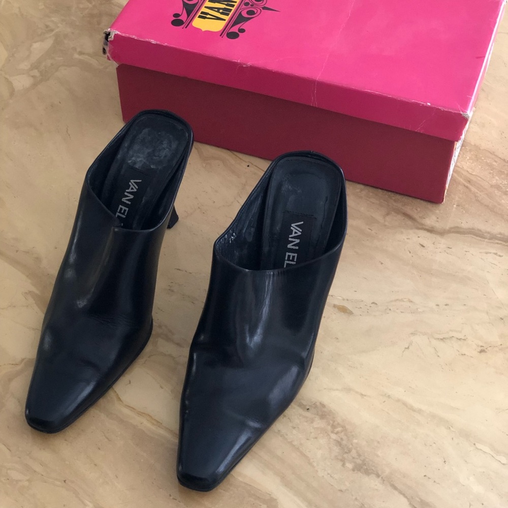 Vaneli Black Leather Heels - Sz 7